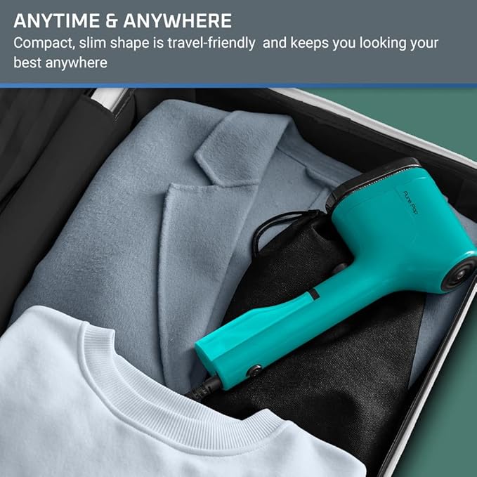 Rowenta PurePop Handheld Steamer for Clothes 1.5 Lbs 15 Second Heatup,2.3 Oz Capacity 1150 Watts Portable,Ironing,Fabric Steamer,Garment Vacation Essentials,Travel Must Have Green DR2024 DR2024U1
