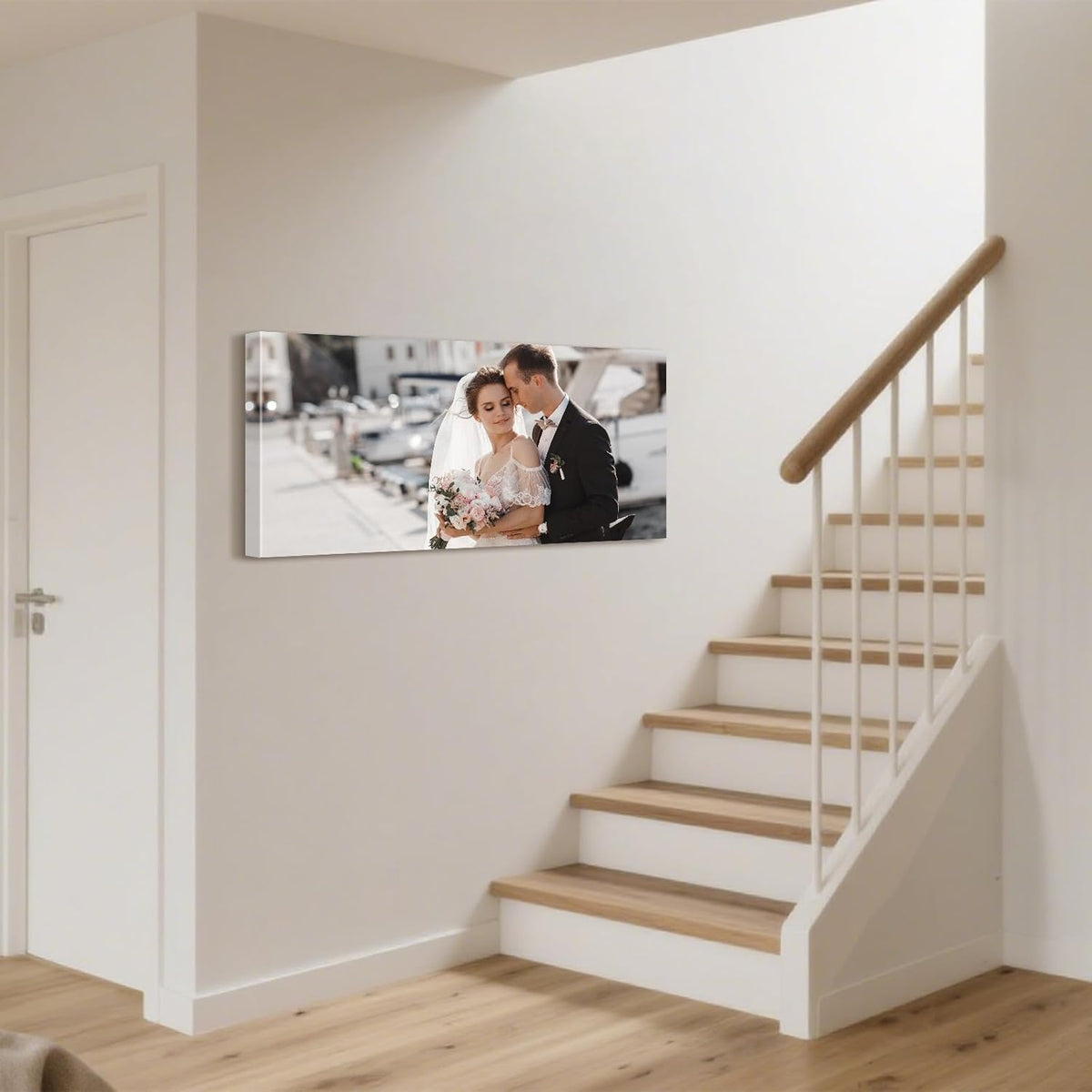 Personalized Custom Canvas Prints with Your Photos & Text, Customized Picture Print, Transform Own Images Into Framed Wall Art Digitally Printed Photo to Canvas, Keepsakes Gifts for Family 32x16’’