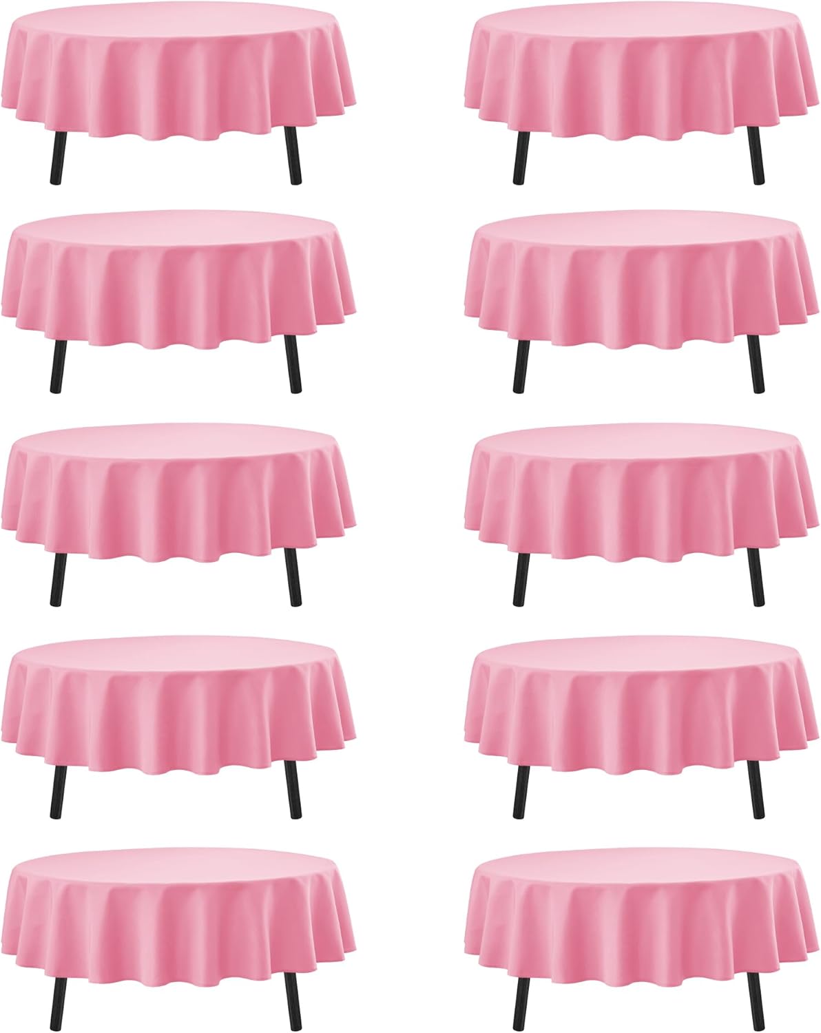 10-Pack Pink Round Tablecloths, 70 Inches, Stain-Resistant Polyester for 3-4 Ft Round Tables - Washable Table Covers for Weddings, Banquets, Birthday Parties, Events