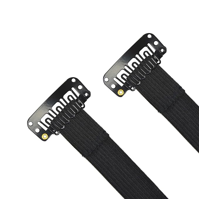 4 Pcs Facelift Bands with Clips Invisible Face Stretching Lifting Strap Adjustable Elastic Band Face Slimming Band (11cm Black Single Bands)