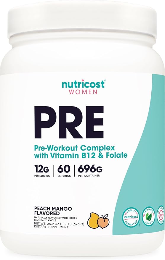 Nutricost Pre-Workout Powder for Women, Peach Mango, 60 Servings