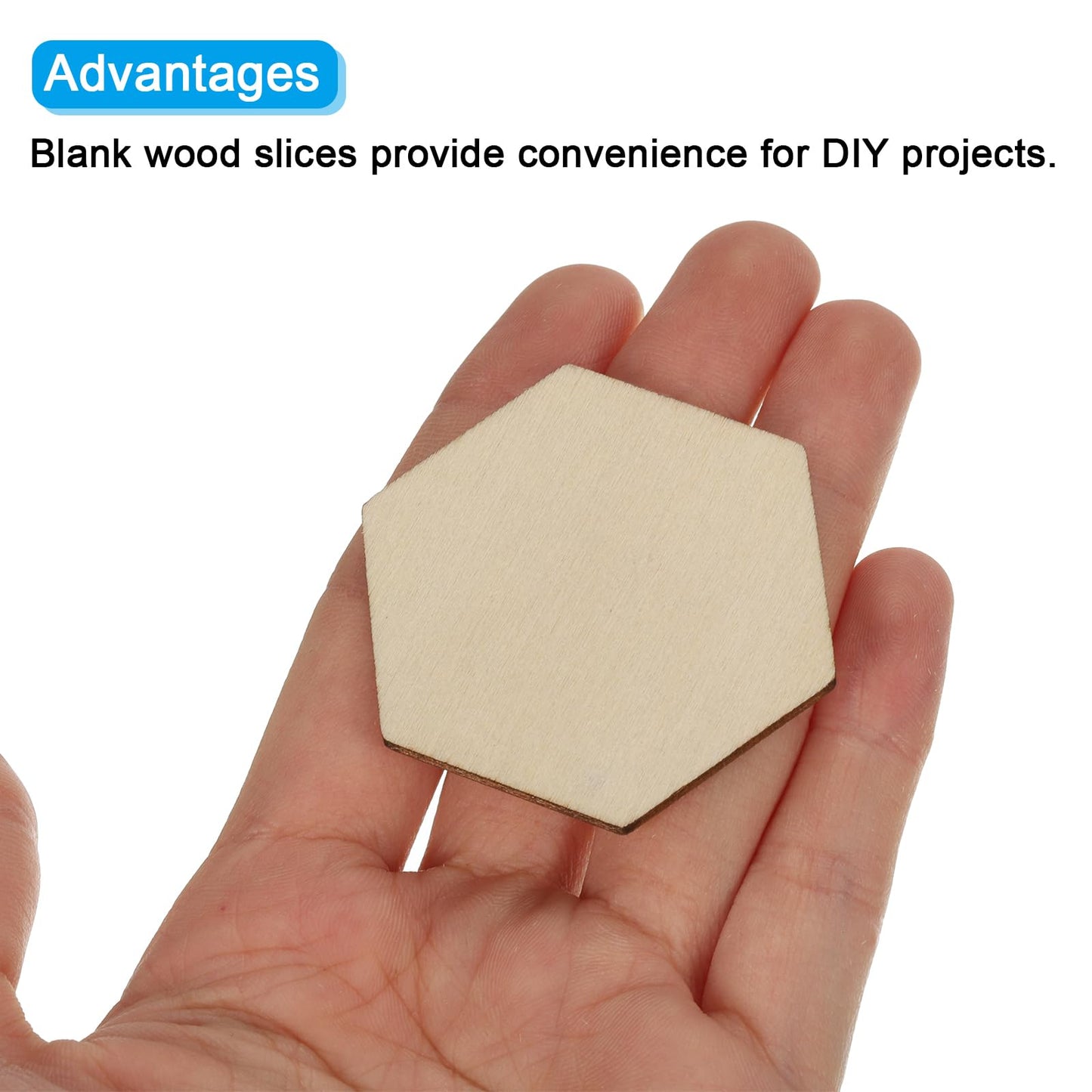 PATIKIL 2.4 Inch Unfinished Hexagon Wood Slices, 50 Pack Blank Wooden Discs Cutouts for DIY Art Crafts Painting Decor Christmas Decorations