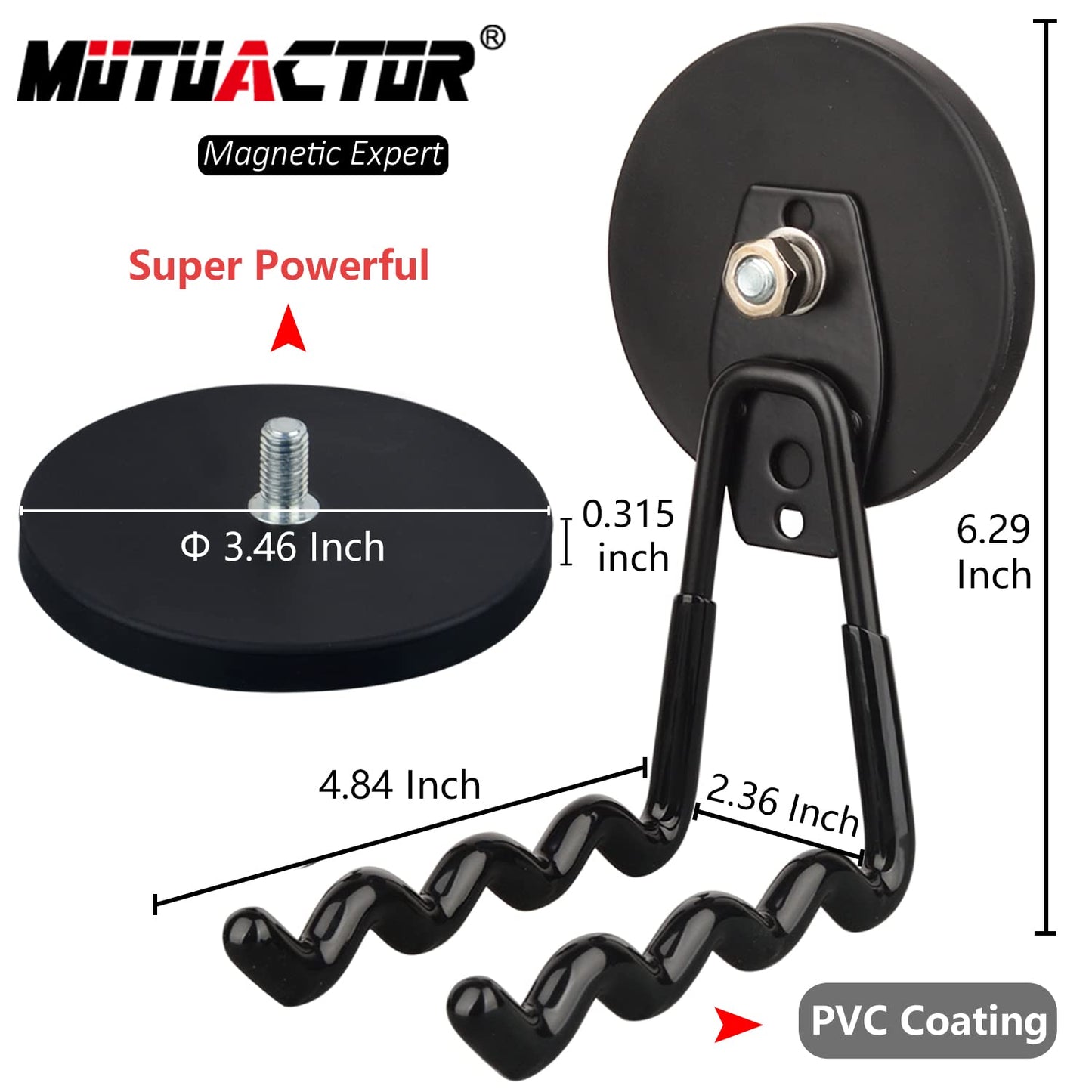 MUTUACTOR Super Power Magnetic Hooks Heavy Duty,2packs Strong Large Magnetic Hooks for Power Tools Organization Heavy Duty Hooks for Cordless Drills Impact Drivers Power Spanners Metal Tool Chest