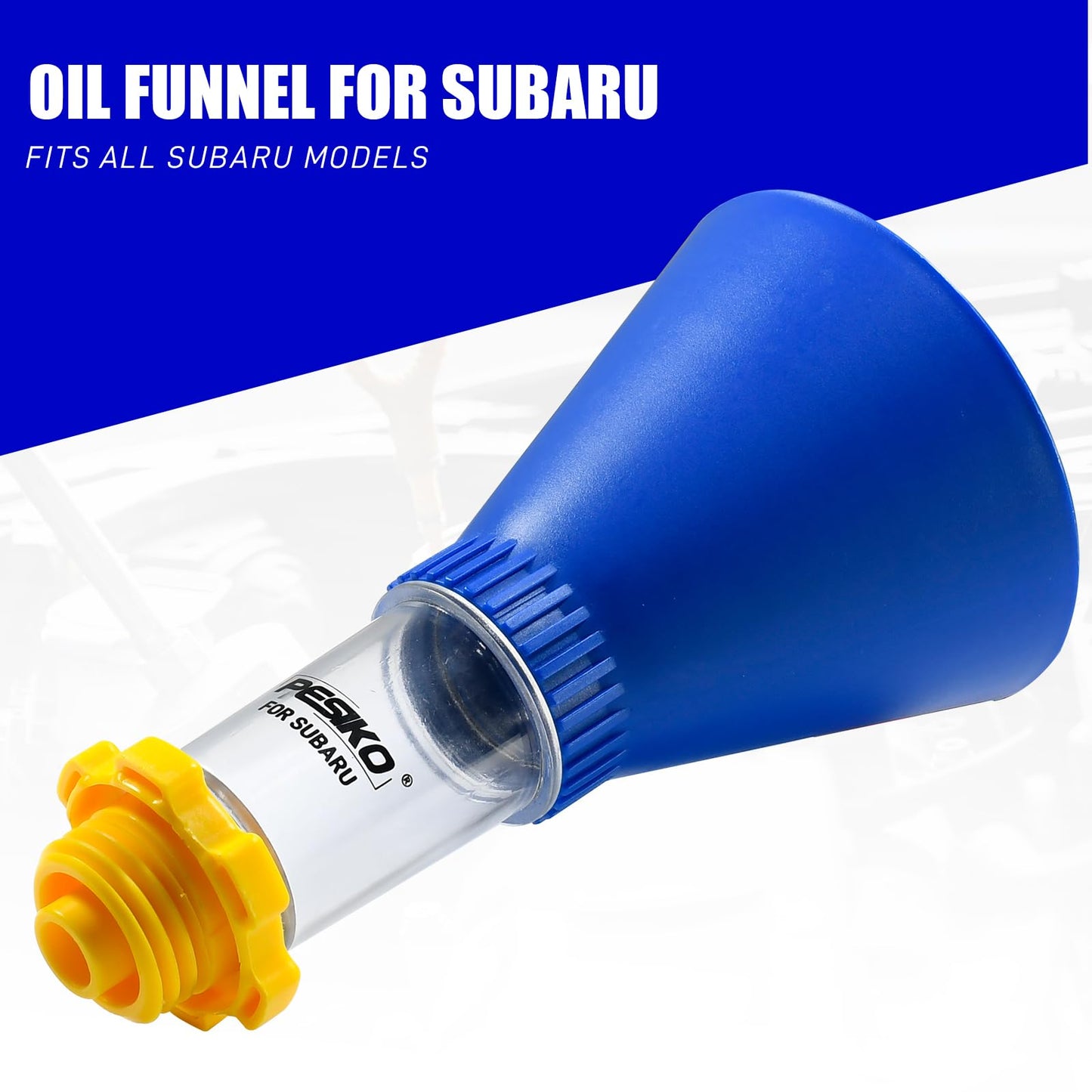 PESIKO Engine Oil Funnel Spill-Free Hands-Free Compatible with Subaru Vehicle for Fast & Easy Oil Change