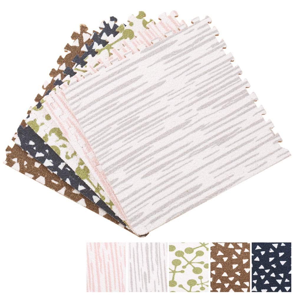 ALGFree Interlocking Floor Tiles Foam Puzzle Mat，1cm Thick Baby Toddler Crawling Mat Play Room Soft Playmats Easy Travel, Free Combination (Color : E, Size : 60x60x1cm-12pcs)