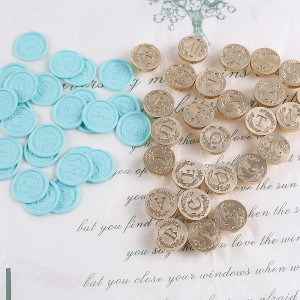WUERLIN Initial Letter Alphabet V Wax Seal Stamp, Wicker Eucalyptus Sealing With Flower for Wedding Invitation, Gift Wrap, Envelopes, Christmas Card