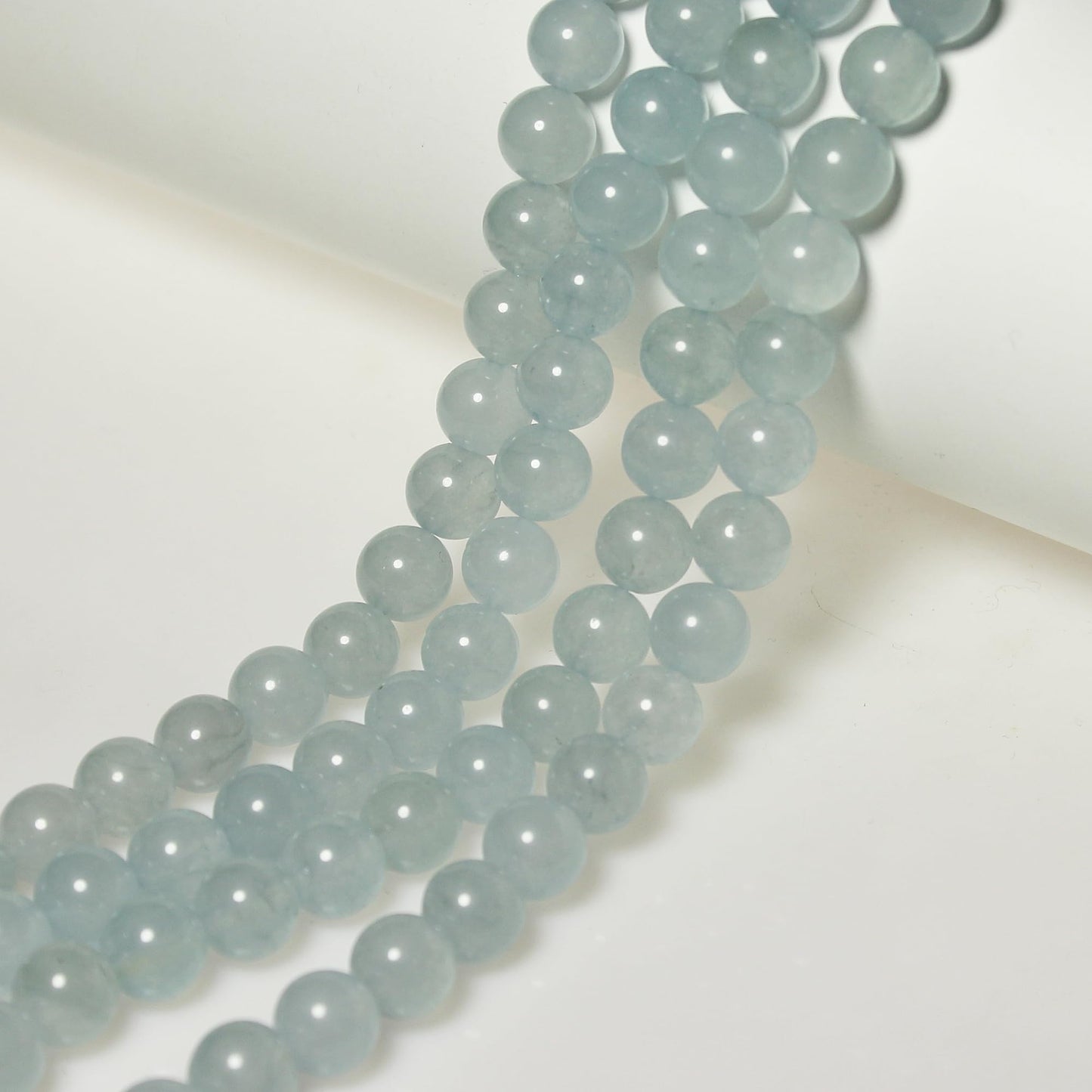 MJDCB Stone Beads 8mm 43pcs Round Grey Blue Jade Loose Gemstone Bead Charms for Jewelry Making Bracelet Necklace Earring Pendant