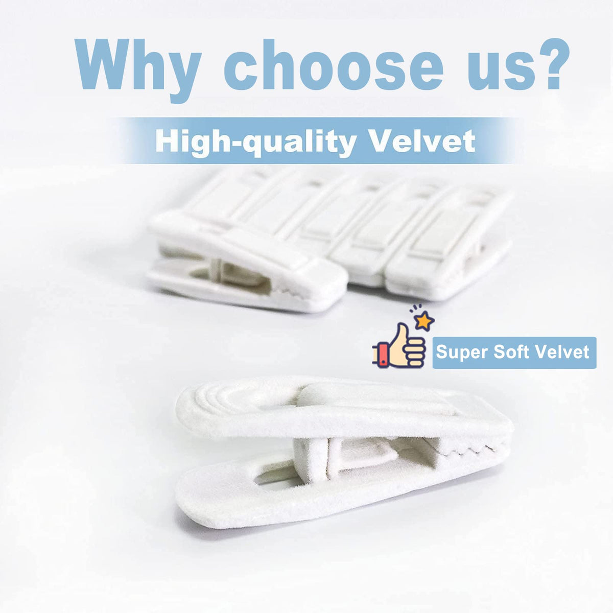 White Velvet Hangers Clips 40 PCS (40 Count)