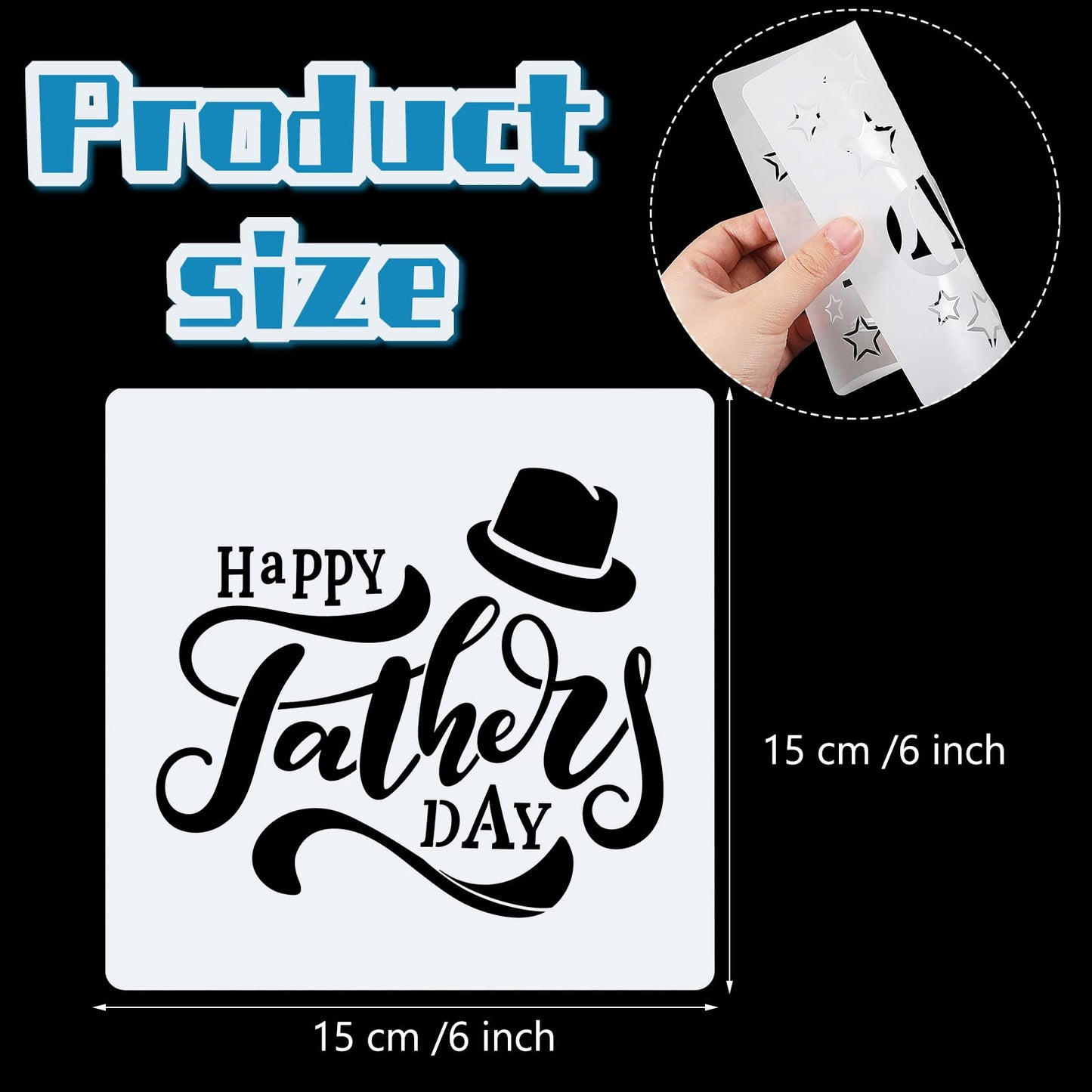 20 Pieces Happy Father's Days Stencils Fathers Gift Mother's Day Stencils 6 x 6 Inch Decorative Letter Painting Stencil Templates Reusable Stencil for Scrap DIY Crafts Booking for Home Decor