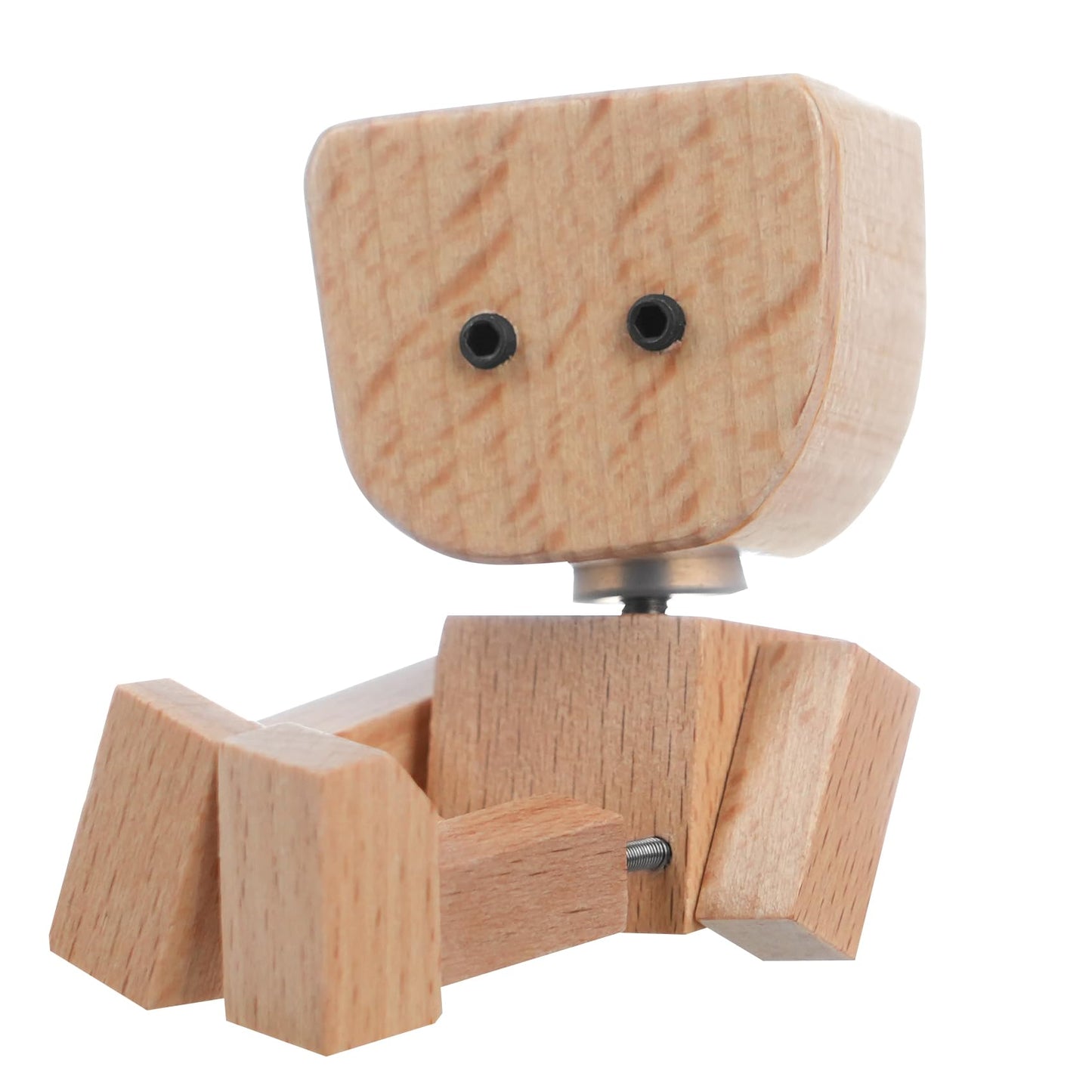 Beefire Whimsical Shaking Figurine, Wooden Man with Swappable Face Plates, Fun Kinetic Desk Decor for Office & Home, Engaging Gift for Coworkers & Friends