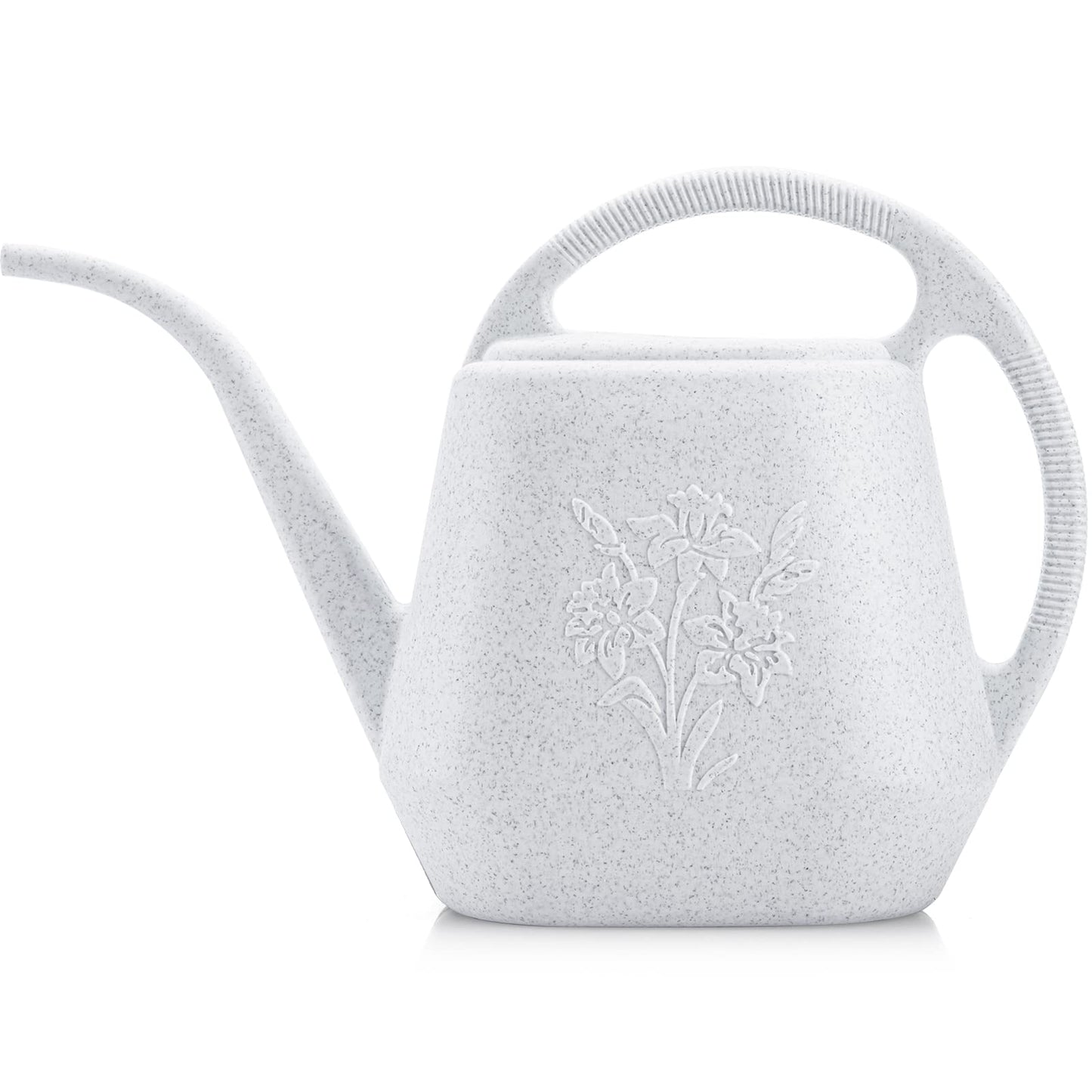 Fasmov 1-Gallon Plastic Watering Can with Comfortable Handle, Garden Watering Cans Long Spout for Indoor Outdoor Watering Plants (Gray White)