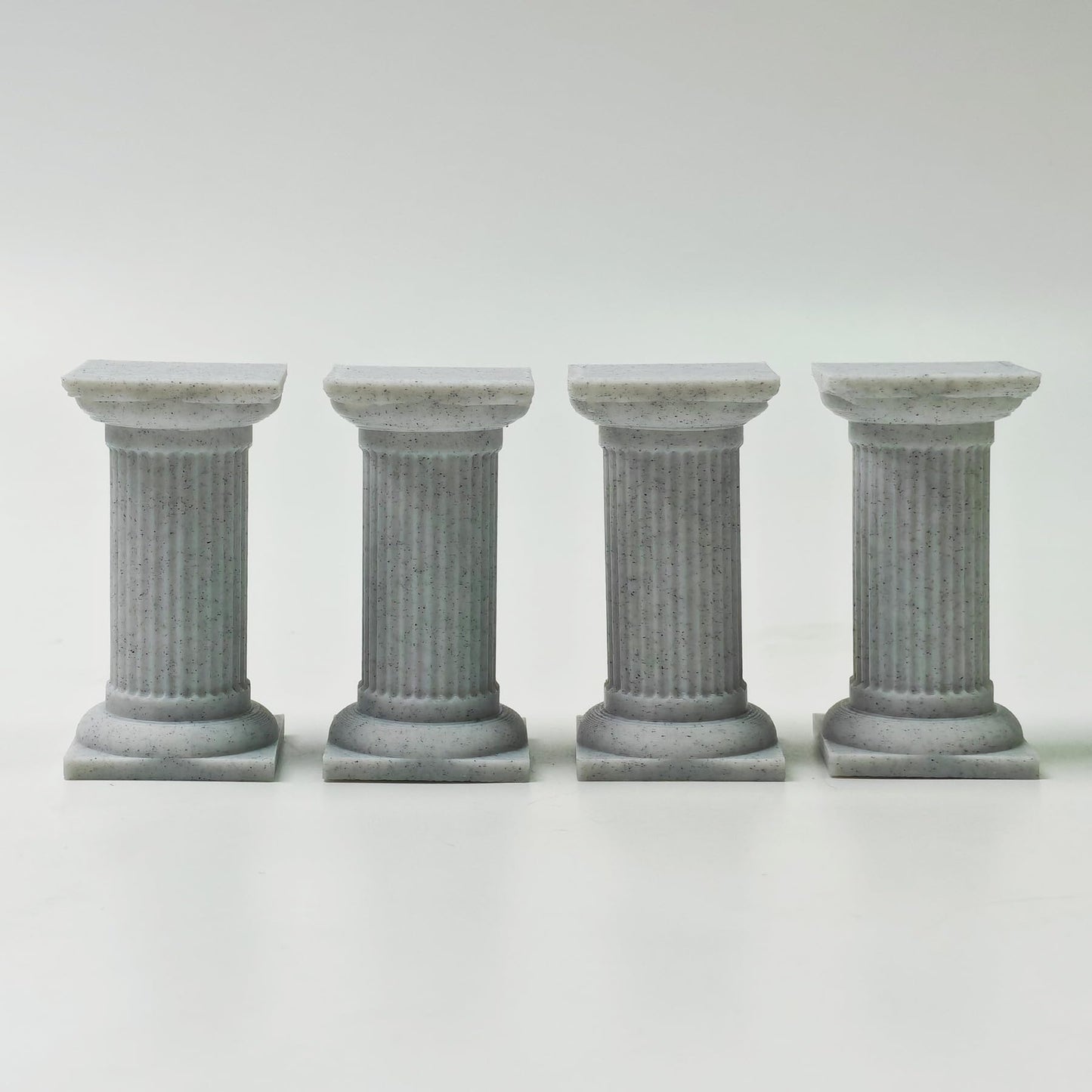 LuckyVin Miniature Roman Columns and Fountain Set, 3D Printed 1:12 Scale Garden Decor, Gray Micro Landscape Accessories for Diorama, Tabletop Terrain and Model Displays (Marble)