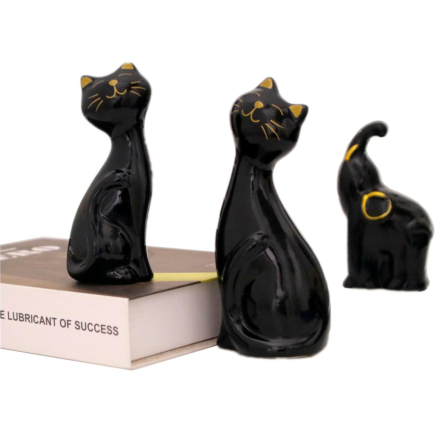 Wisifayardin 2pcs Black Cat Figurines and Statues for Home Decor - Black Cat Figurine for Cat Lovers