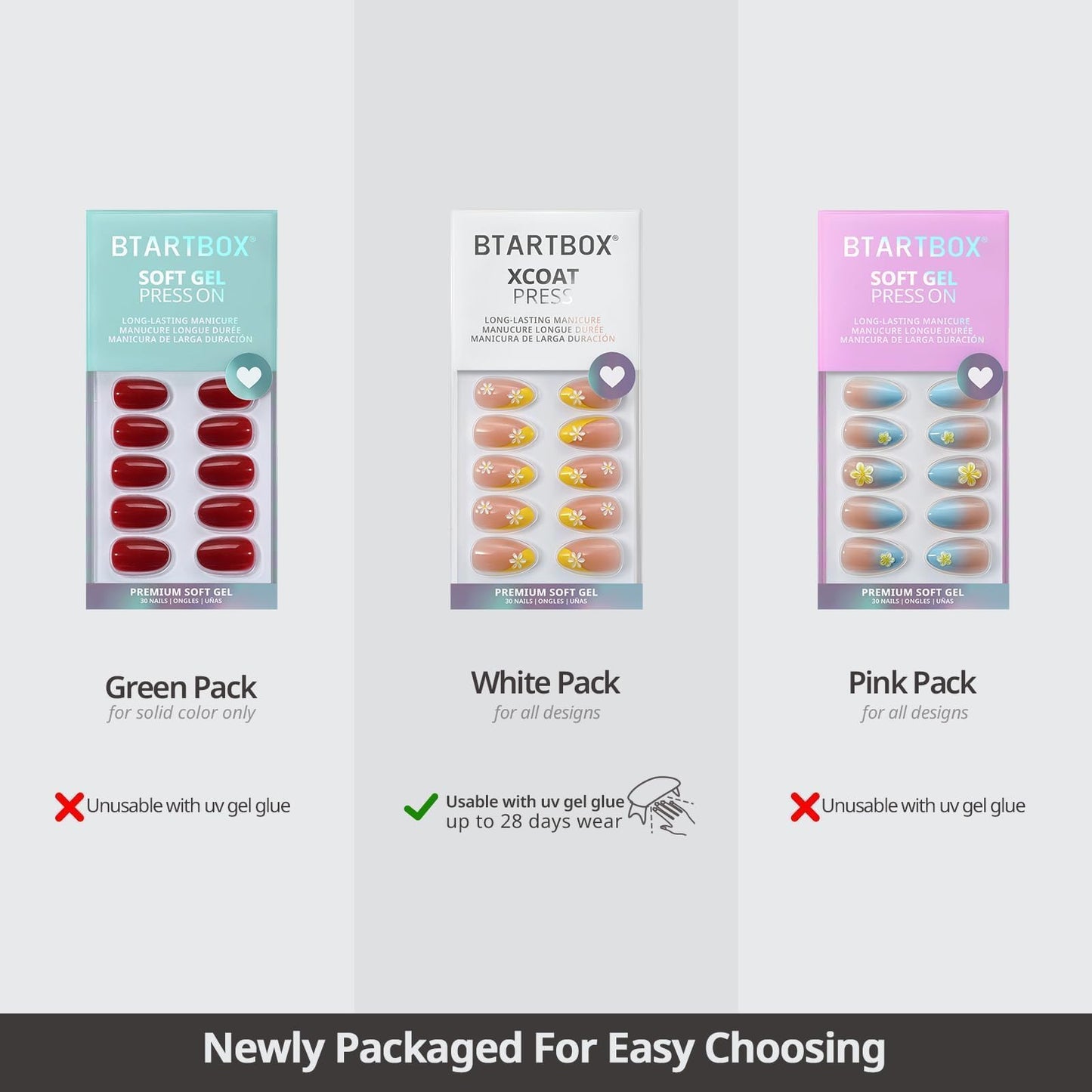 BTArtbox Press On Nails Short - Champagne Mood, Easy-to-Apply Chrome Nude Almond Press On Nails with Glue and Adhesive Tabs in 16 Sizes - 32 Nails All-in-One Kit