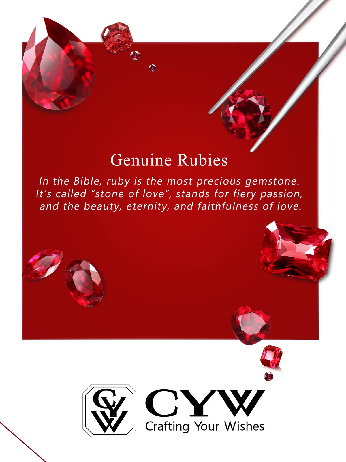 CYW 1 Carat Red Ruby Small Gold Round Necklace for Women 925 Sterling Silver Solitaire Pendant Necklace