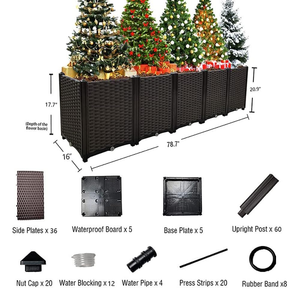Souwuokoo Large Planters for Outdoor Plants Raised Garden Bed Kit Rectangular Elevated Plastic Garden Boxes for Gardening Vegetables Flowers in Backyard Patio Balcony