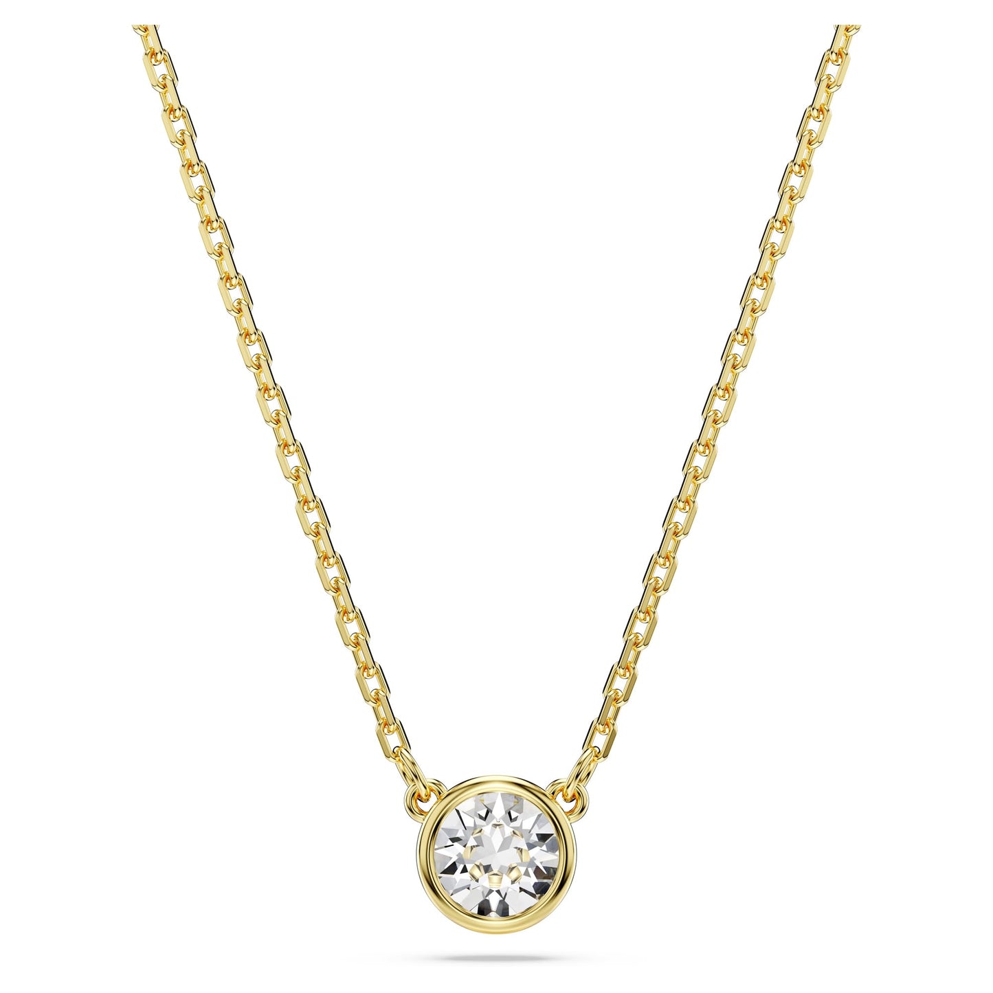 Swarovski Imber Pendant Necklace, Clear Round-Cut Crystal in a Gold-Tone Finished Puffy Bezel Setting, Part of the Imber Collection