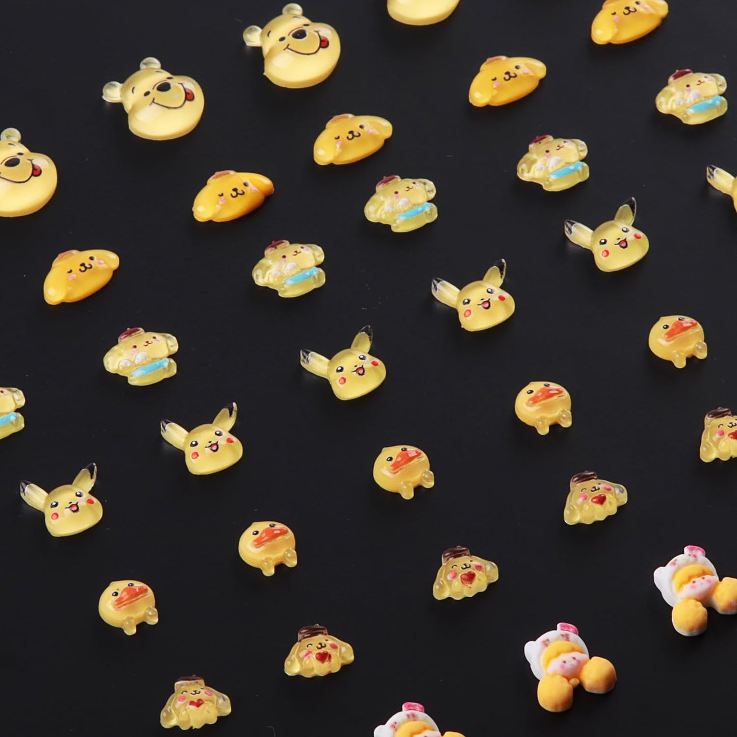140 Pcs Kawaii 3D Flatback Cartoon Yellow Series Charms for Nail Acrylic Slime Resin DIY Nail Art Decorations, Hair Clips and Phone Cases