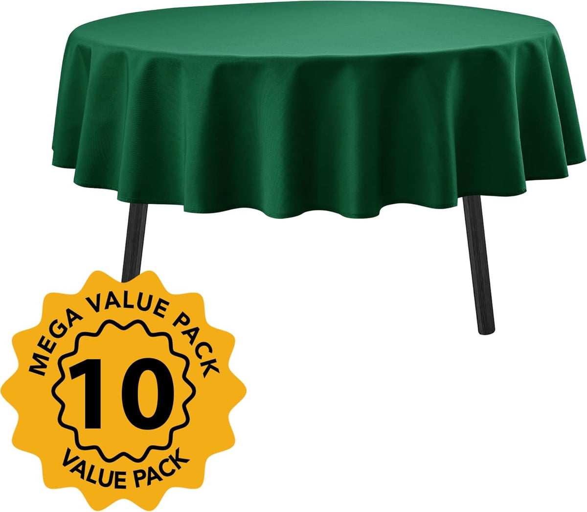 10-Pack Hunter Green Round Tablecloths, 90 Inches, Stain-Resistant Polyester for 4-5 Ft Round Tables - Washable Table Covers for Weddings, Banquets, Birthday Parties, Events