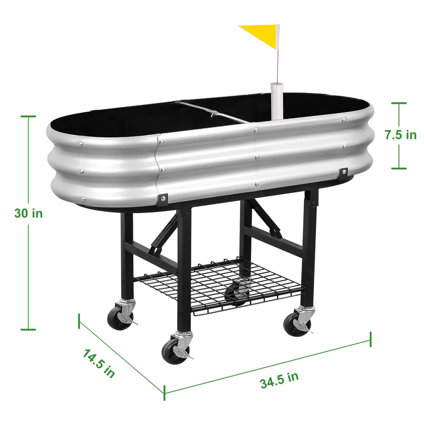 Self-Watering Raised Garden Bed with Legs and Heavy Duty Wheels, Easy-Install Planter Box with Foldable Stand, Galvanized Metal Elevated Wicking Bed with Liner for Indoor Outdoor Gardening