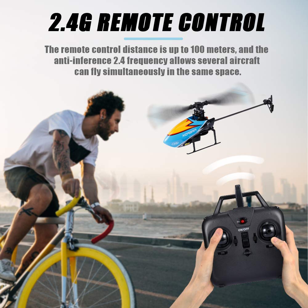 GoolRC C129 RC Helicopter for Adults, 4 Channel 2.4Ghz Remote Control Helicopter with 6-Axis Gyro, Aileronless RC Aircraft with Altitude Hold and 3 Batteries (Blue)
