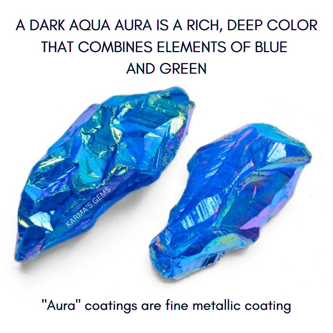 Crystals, Rocks, Jade, Crystals and Healing Stones, Witchcraft Supplies, Healing Crystals, Stones, Healing Stones, Rock Collection, Agate, Raw Stones (Dark Aqua Aura Quartz, 2 Pcs)