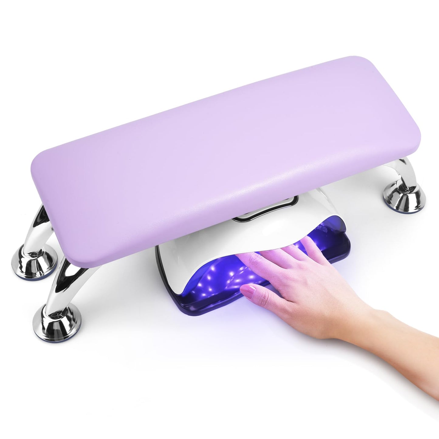 Big Arm Rest for Nails Cushion, Microfiber Leather Hand Rest for Nails Tech, Hand Rest Pillow for Nails Toenails, Detachable Nail Art Accessories Tool for Nails Tech (Purple)