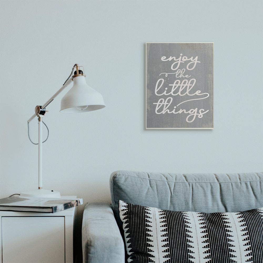 Stupell Industries Enjoy The Little Things Phrase with Distressed Grey Detail