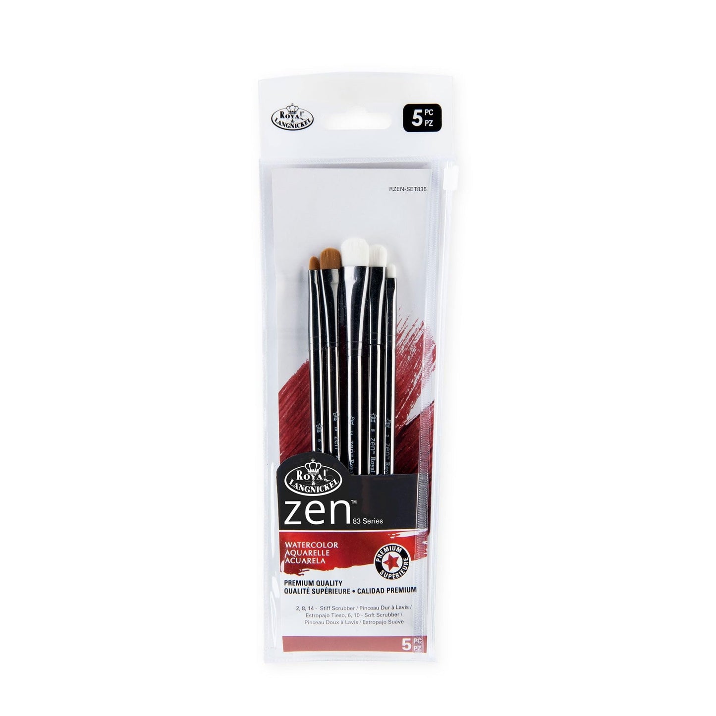 Royal & Langnickel Zen 5 Piece Watercolour Scrubber Paint Brush Set