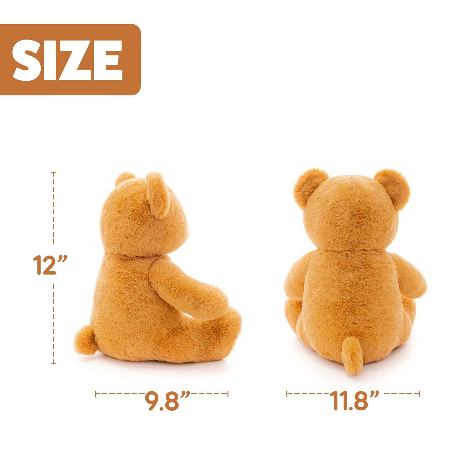 WEIGEDU Fluffy Teddy Bear Stuffed Animals Plush Toys with Lattice Tie for Kids Babies Birthday Bedtime, 12 inches
