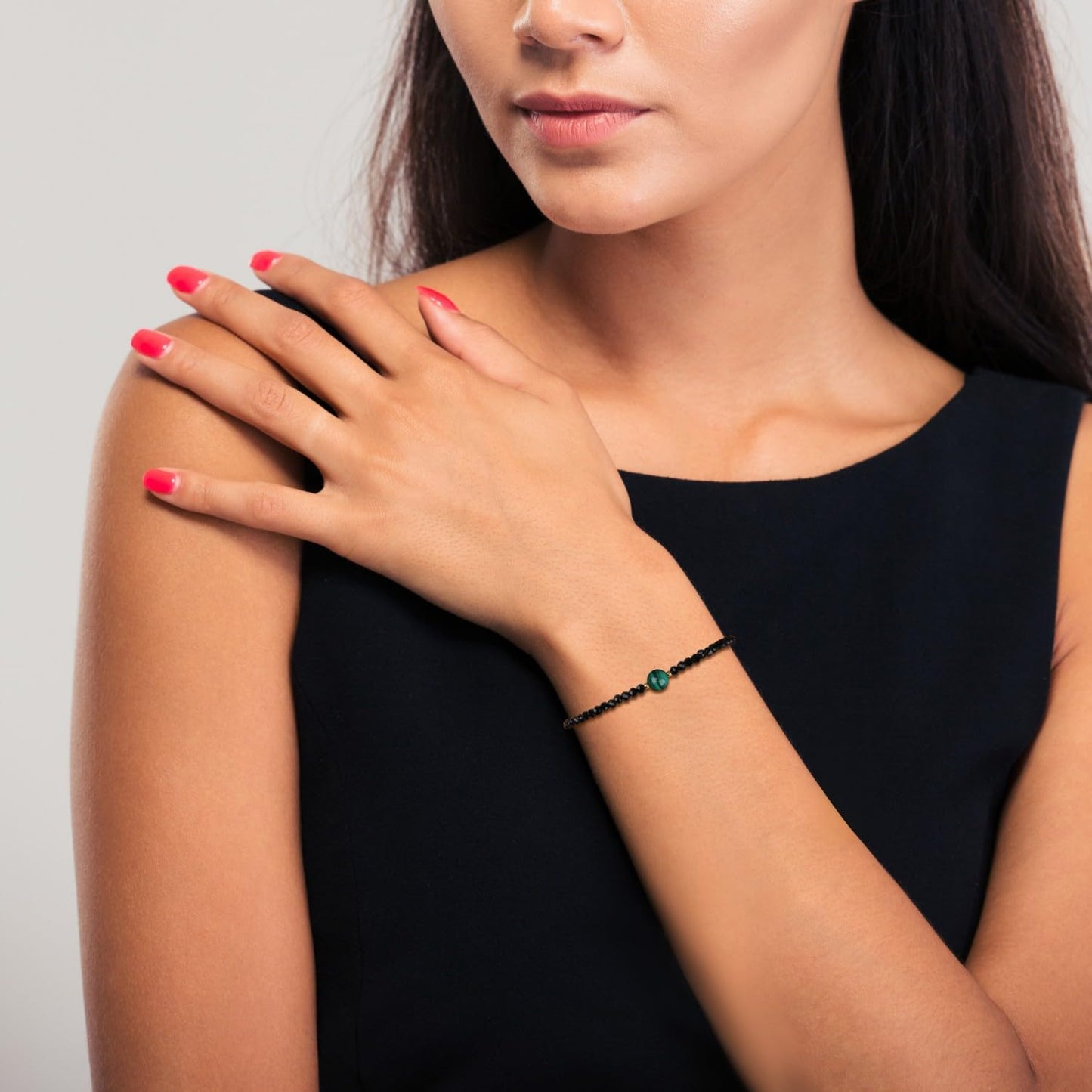 COAI Birthstone Bracelet for Women, Malachite Black Tourmaline Bracelet for Women 3mm