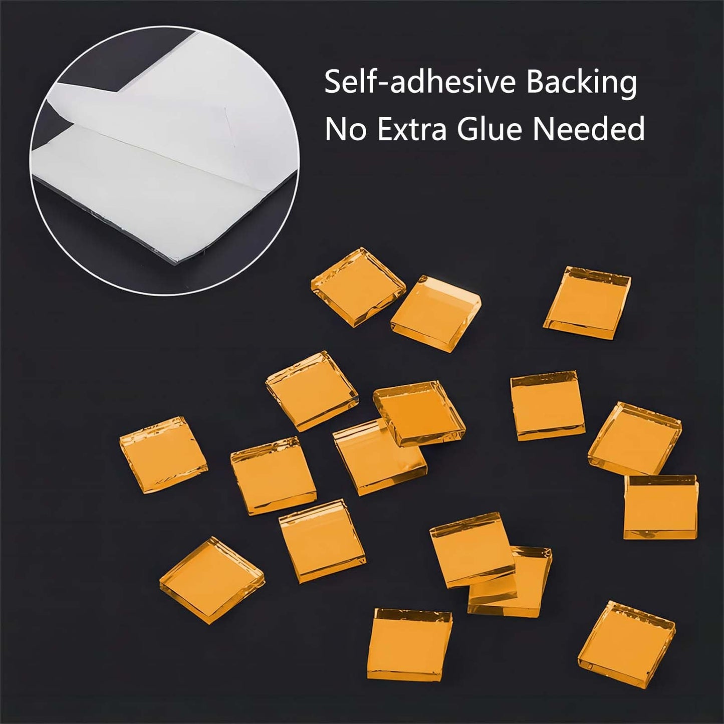 12000pcs Self-Adhesive Mirror Mosaic Tiles Mirror Tiling Xmas DIY Decoration 5x5mm (Orange)