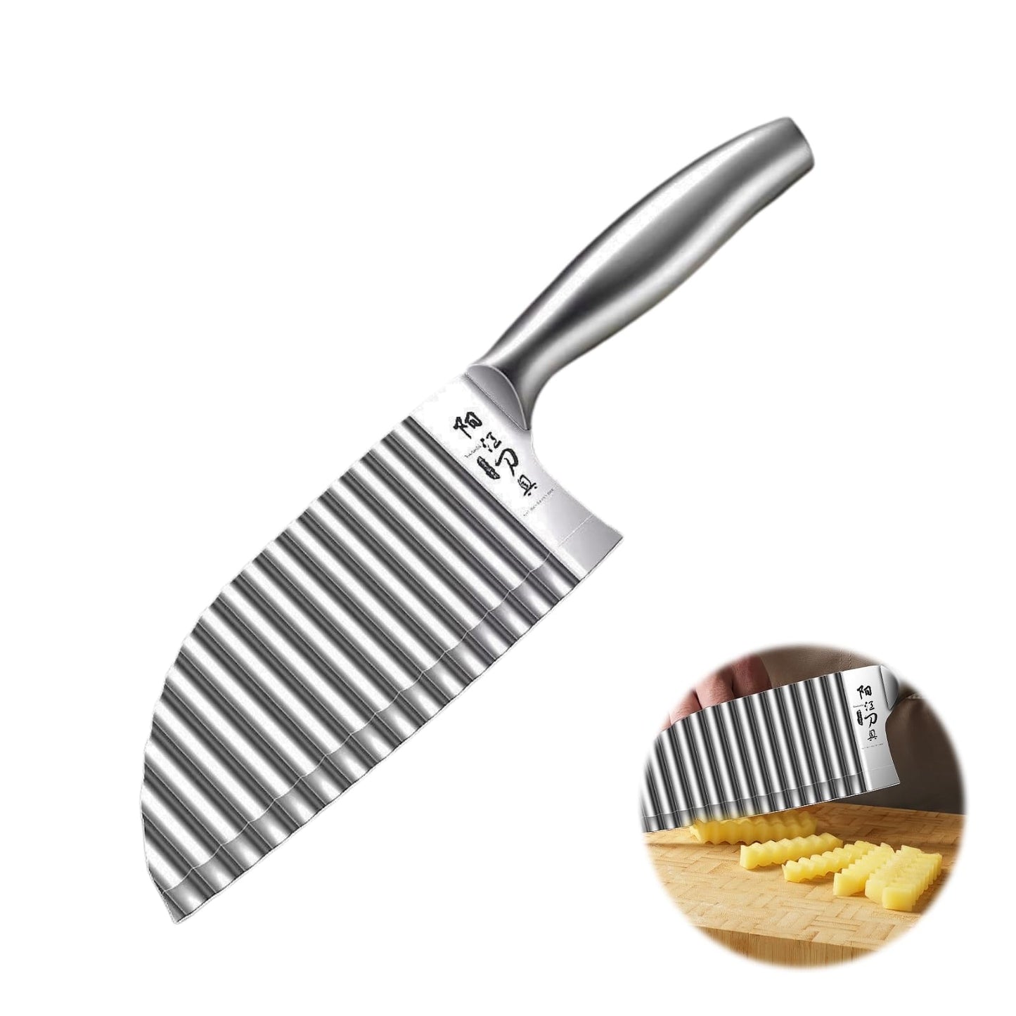 KANGDAWEI Stainless Steel Crinkle Cutter - Wavy Vegetable & Fruit Knife for Crinkle Cut Fries, Pickles, Carrots - Kitchen Gadget for BLW, Potatoes, Watermelon (【A】)