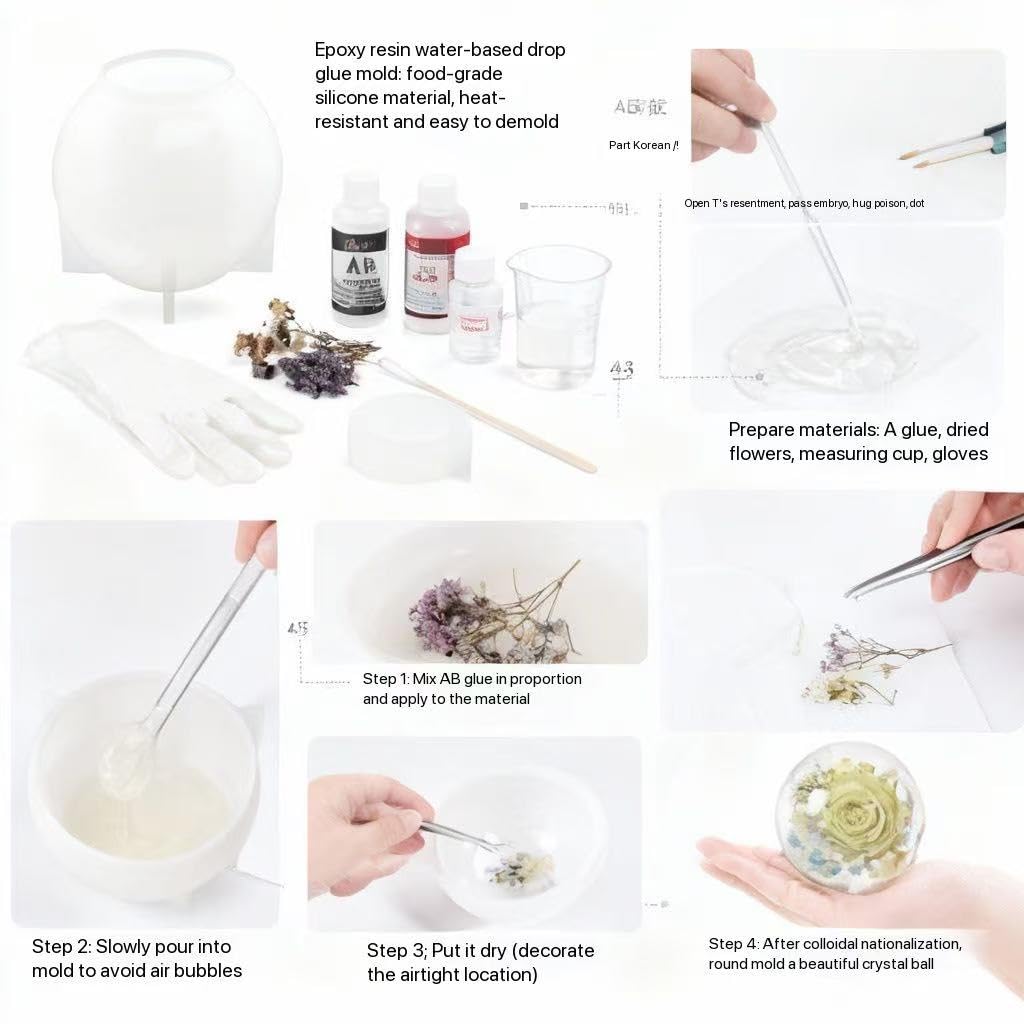 Silicone Resin Sphere Mold Set, White, 11.9 cm and 10.2 cm Large Ball Molds for Flower Preservation, Epoxy Resin Casting, Candles, Soap Making, DIY Crafts, 2 Pack
