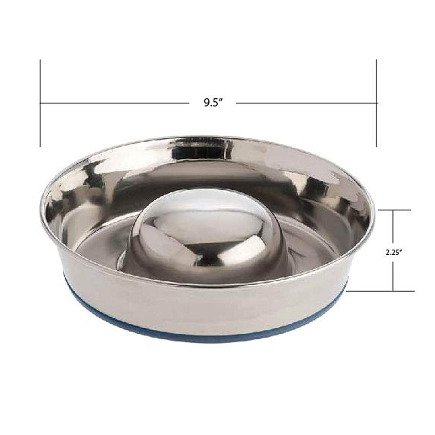 OurPet's DuraPet Slow Feed Premium Stainless Steel Dog Bowl, Silver (2040010301)