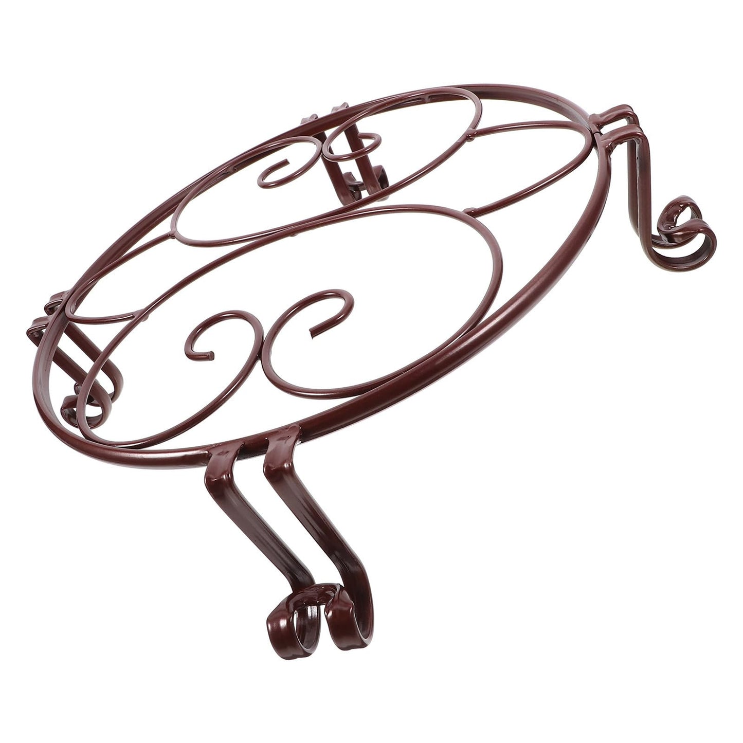 Abaodam Iron Flower Pot Stand Single-tier Decorative Plant Pot Shelf Farmhouse Metal Flower Rack for Indoor Outdoor Use Antique Copper Finish