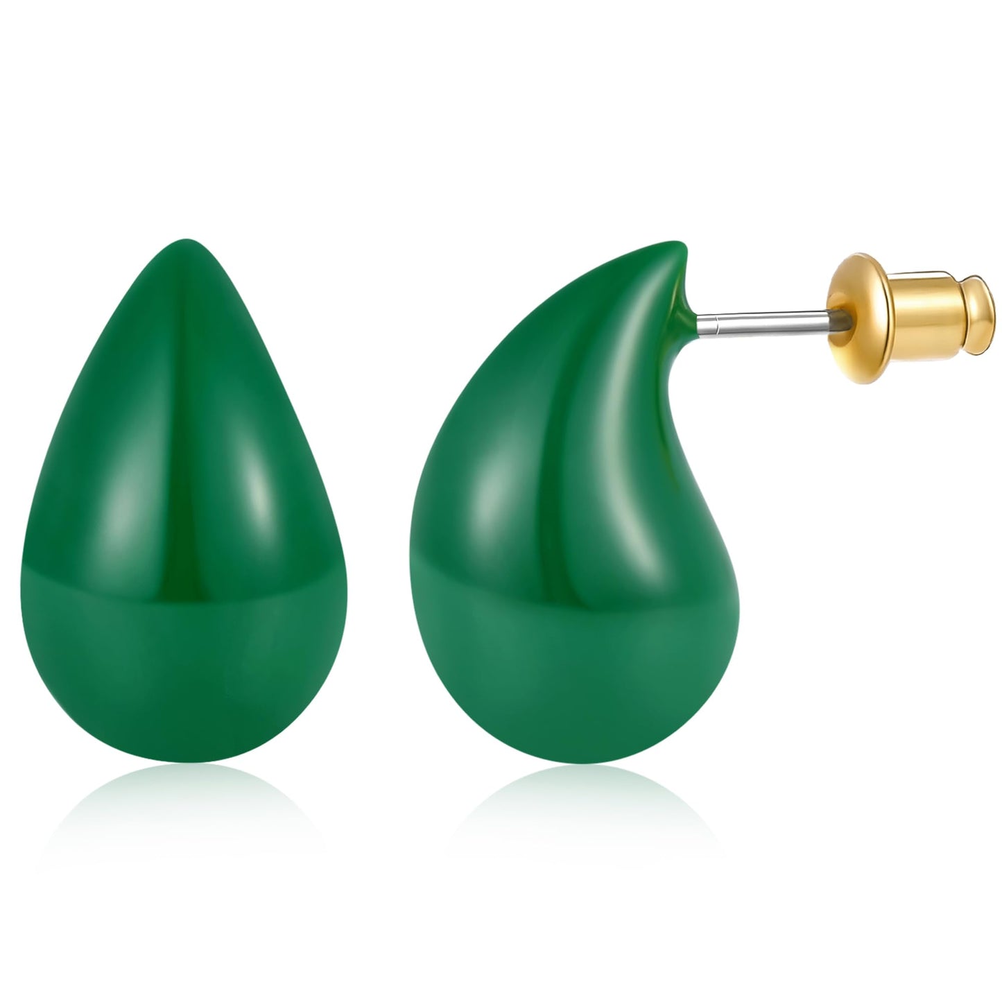 Gacimy Green Teardrop Earrings Dupes for Women, Chunky Drop Earrings for Women with 925 Sterling Silver Post, 0.7 Inches Green