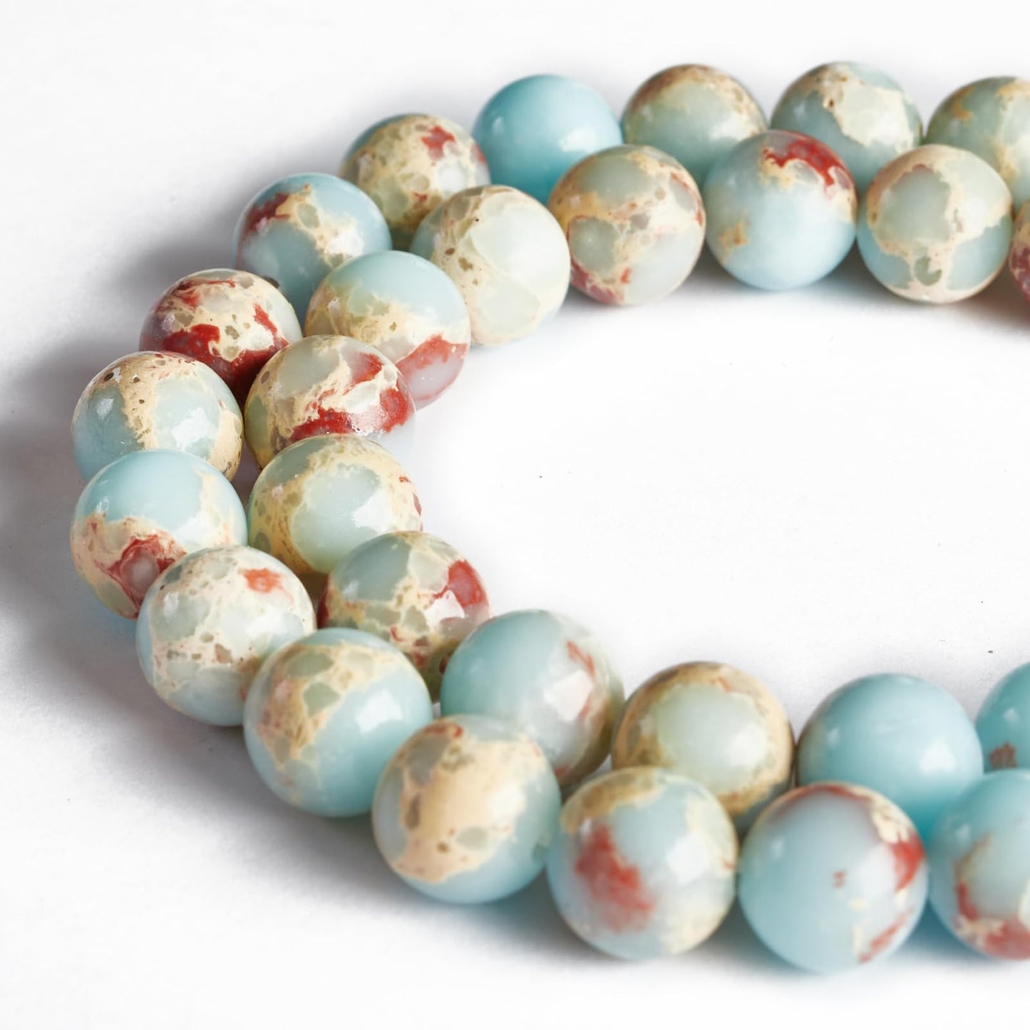 100pcs 8mm Snakeskin Imperial Beads Natural Gemstone Beads Round Loose Beads for Jewelry Making