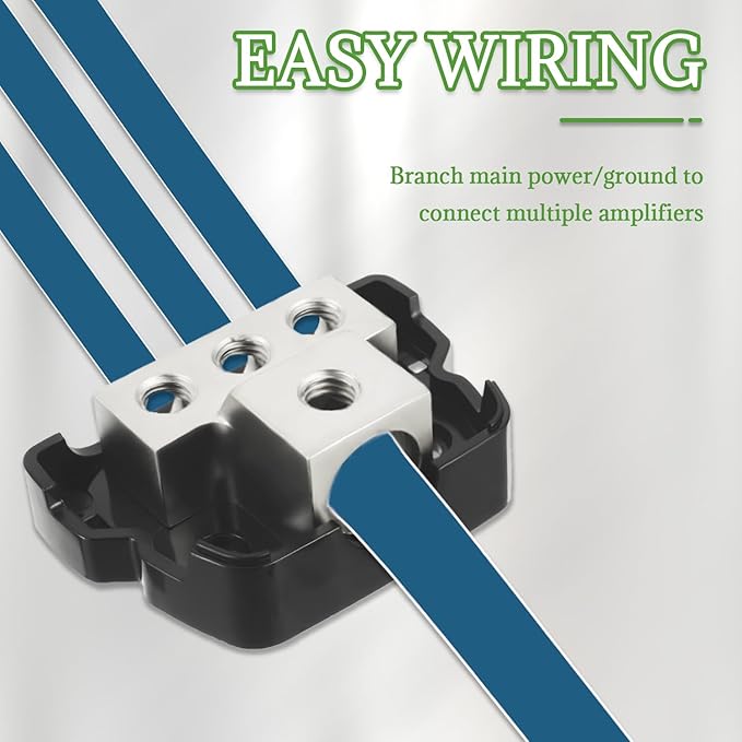 BOJACK 3 Way Power Distribution Connecting Block 1x0/2/4 Gauge Input 3x4/8 Gauge Output Power Distribution Block for Car Amplifier Audio Splitter