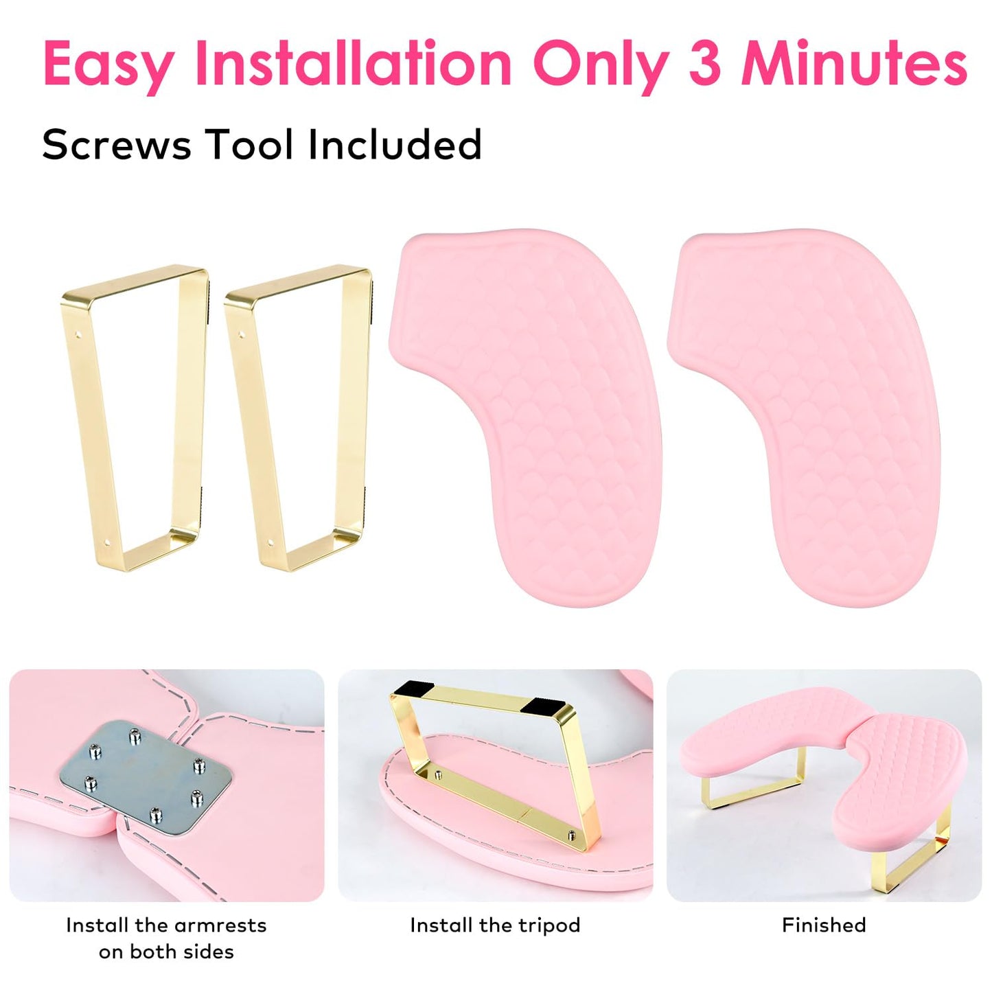 Arm Rest for Nails Tech, BORNBYME Update PU Leather Fish Pattern U-shaped Hand Nail Stand Rest for Manicure, Pink