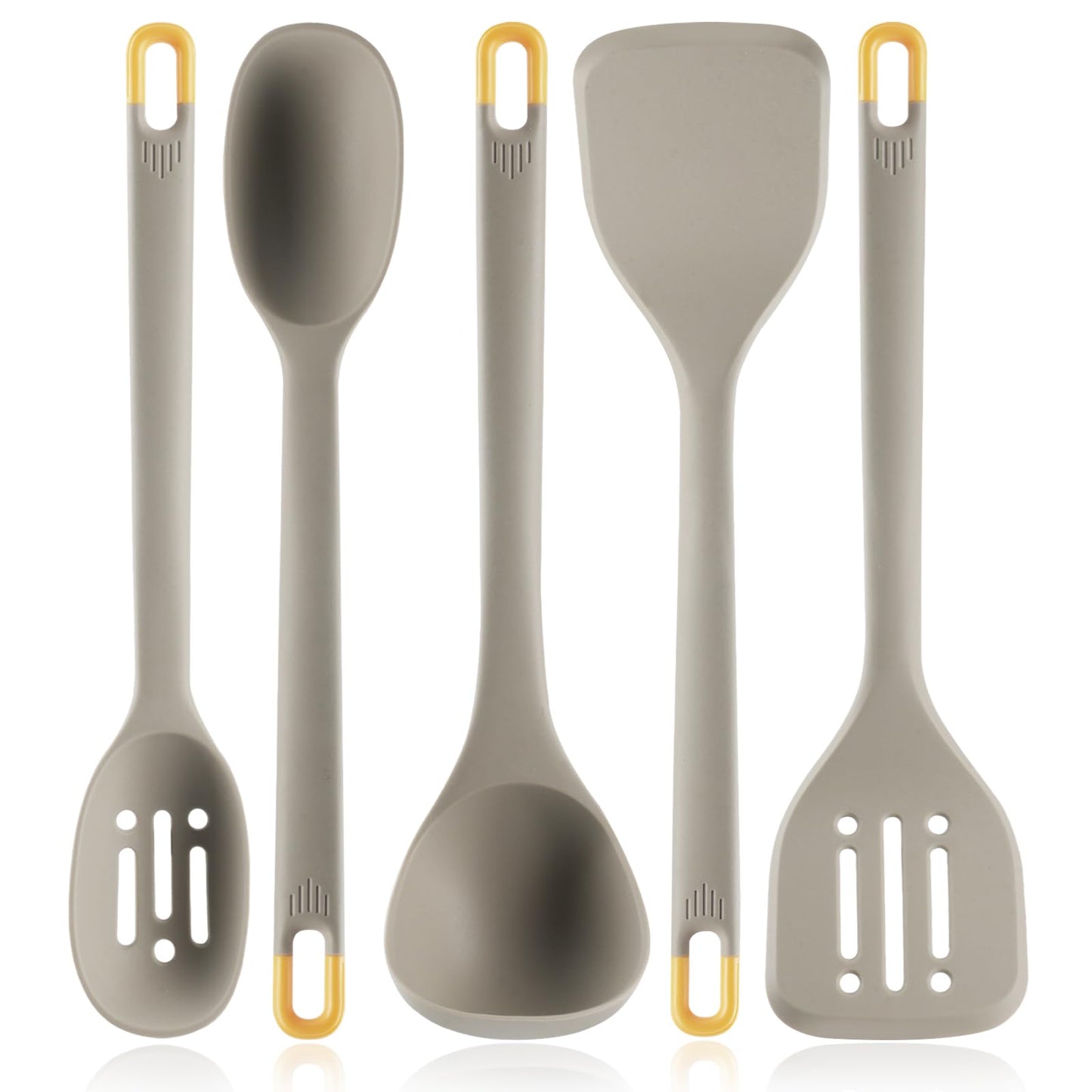 Silicone Kitchen Cooking Utensils Set: MOACC Heat Resistant 13inch Long Kitchen Gadgets, BPA Free Non Stick Rubber Cook Accessories For Food Prep, Frying, Serving, Basting (Light Grey)