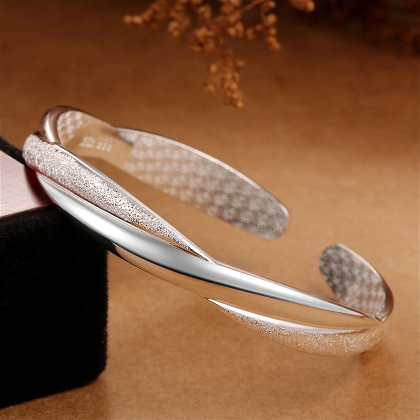 Handmade 925 Sterling Silver Bangle Bracelets For Women Irregular Hammered Cuff Bangles Weave Twist Braid Bangle Bracelets Mobius Eternal Infinity Cuff Bangles Open Adjustable Bangles For Women Gifts