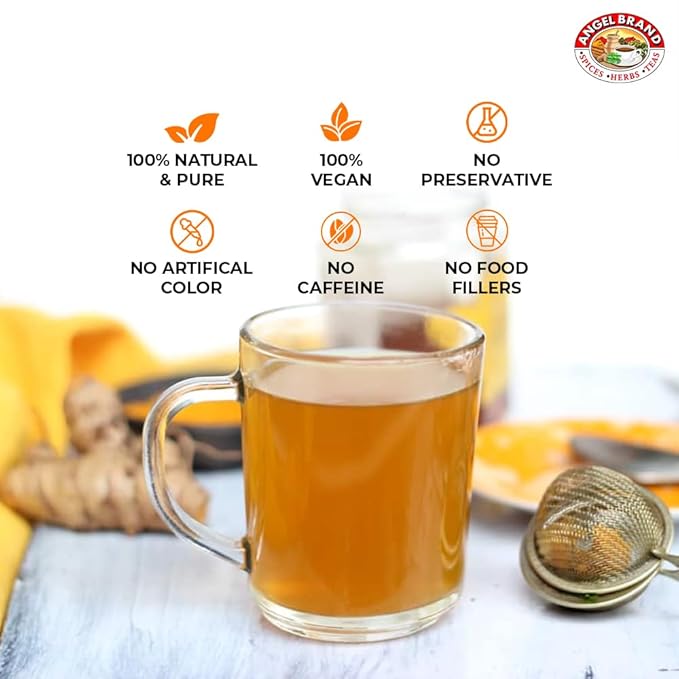 Angel Brand Turmeric Powder Tea Bags 20 – Pack of 3 Curcumin for Inflammation, Turmeric Powder with, Slightly Bitter, & Subtle Hints of Ginger & Peppery