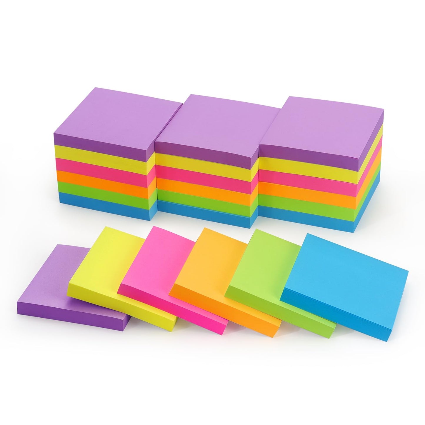 Sticky Notes 3x3 inch Bright Colors Self-Stick Pads 24 Pads/Pack 70 Sheets/Pad Total 1680 Sheets