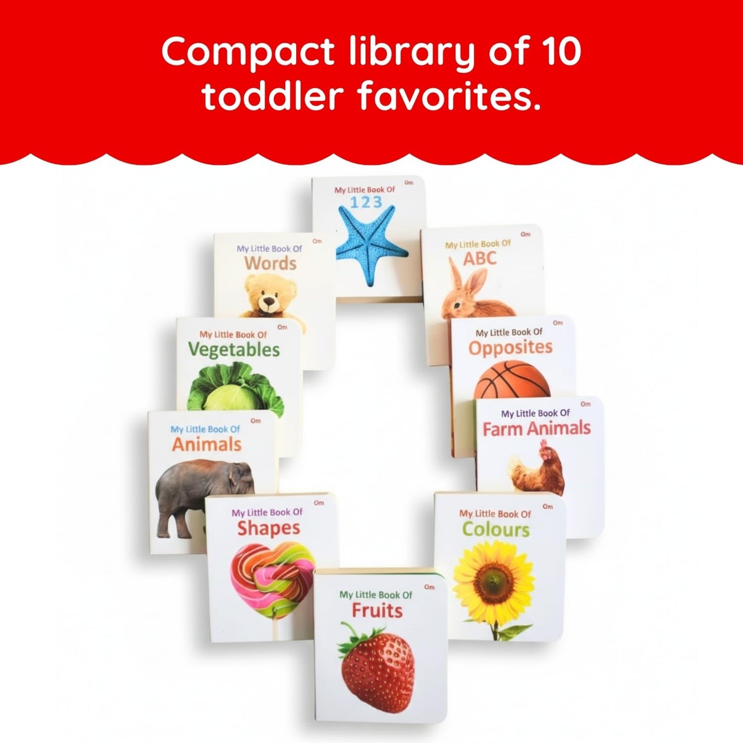 My First Library: Boxset of 10 Board Books for Kids | Early Learning ABC, Numbers, Colors, Shapes & Animals & More