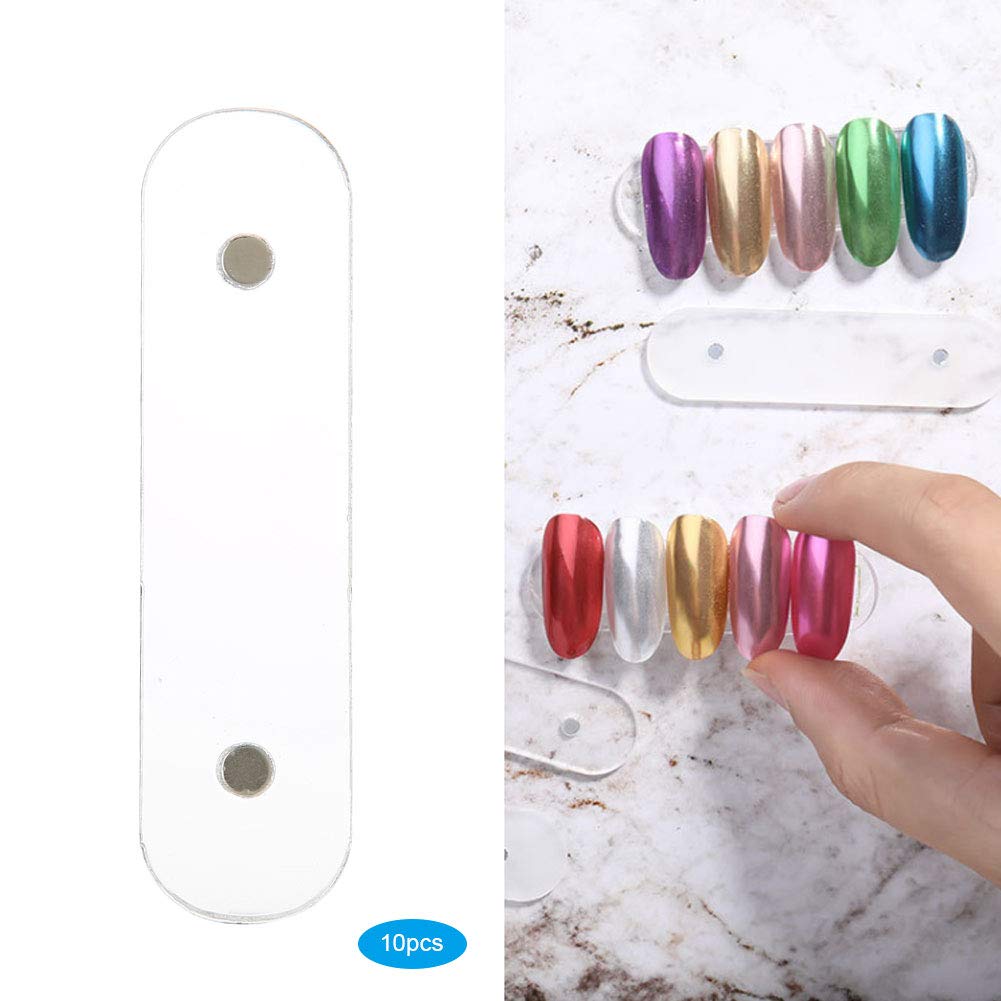 10Pcs Nail Art Showing Holder Nail Art Acrylic Strip Magnetic Display Transparent Manicure DIY Nail Salon Accessory Clear Nail Sticks Polish Display(10pcs)