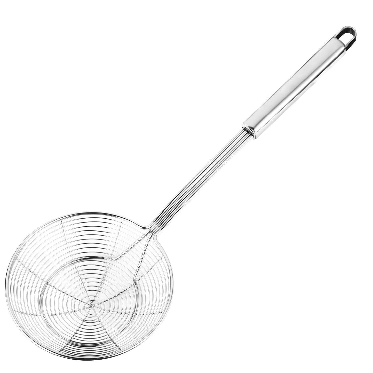 Hiware Solid Stainless Steel Spider Strainer Skimmer Ladle, Kitchen Utensils Wire Strainer Pasta Spoon, 7 Inch