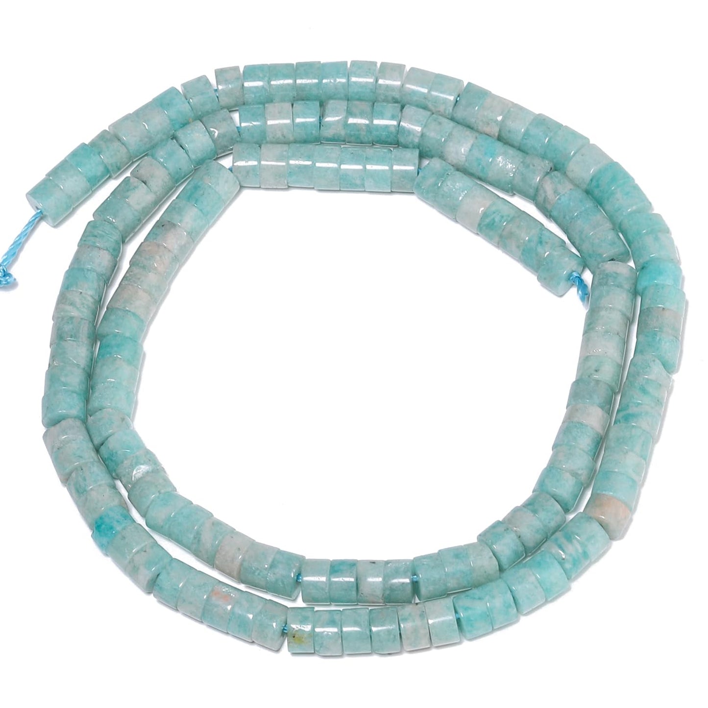 NITOPUPU 150Pcs 4×2mm Natural Amazonite Blue Spacer Stone Beads for Jewelry Making Supplies, Loose Semi Flat Round Gemstone Tube Beads for Bracelets DIY Crafts