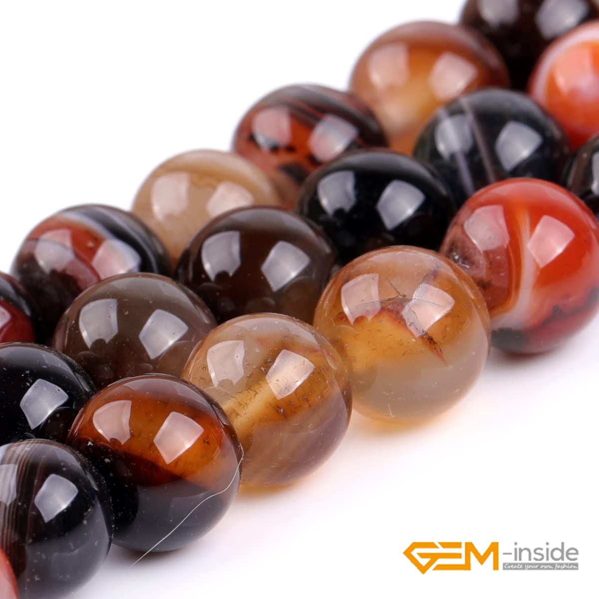GEM-Inside Dream Lace Agate Gemstone Loose Beads Natural Energy Power Beads for Jewelry Making Round Smooth 8mm at 15"