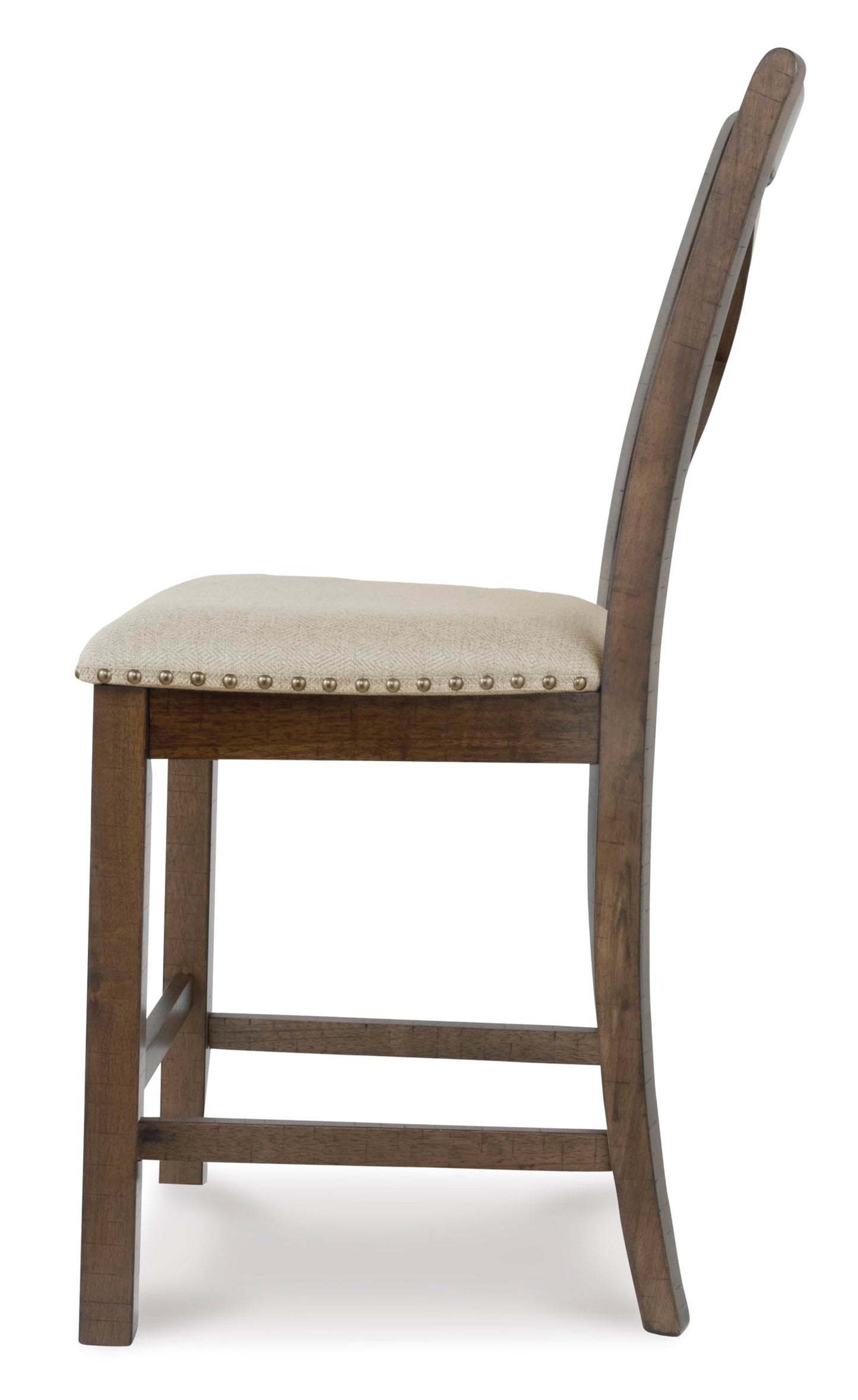 Signature Design by Ashley Moriville Rustic Farmhouse 24.5" Upholstered Barstool, 2 Count, Beige & Brown